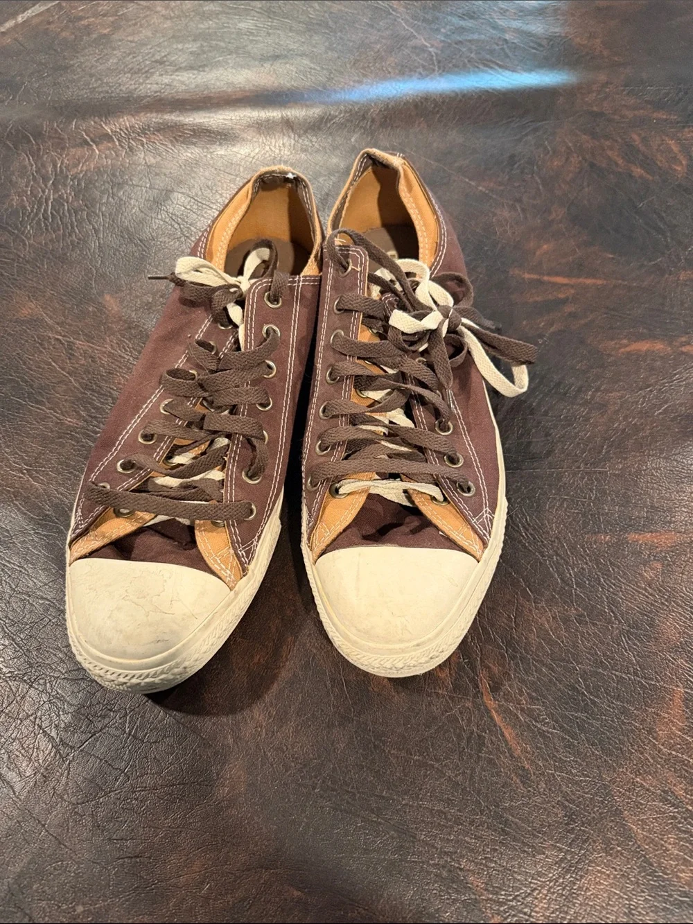 Converse Low-Top Canvas Sneakers in Brown and Tan - Picture 2 of 6